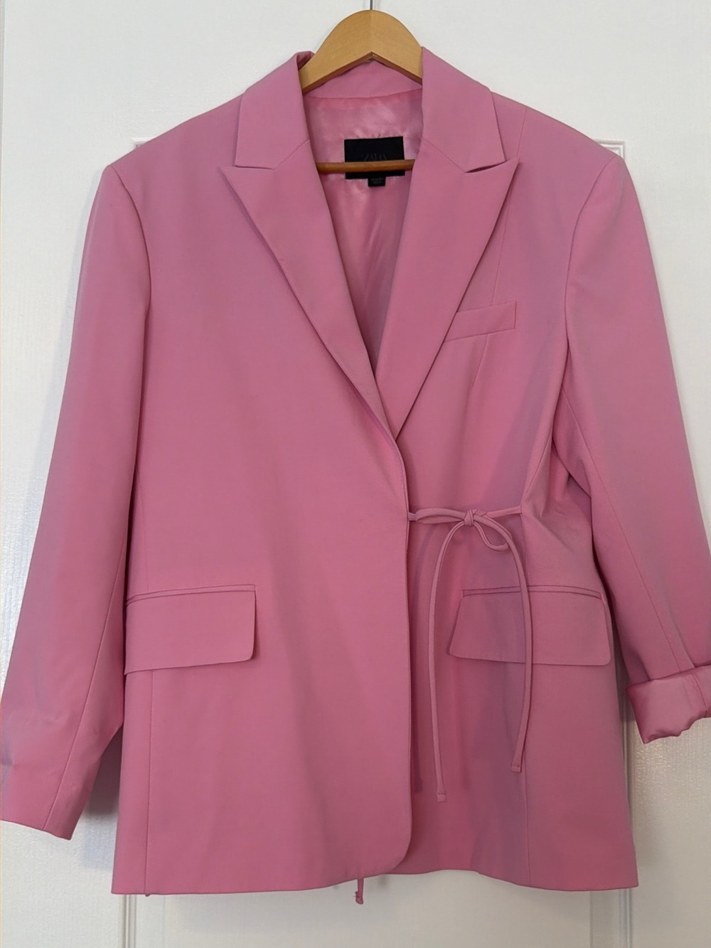 ZARA Pink Tie-Front Side-Tie Blazer Jacket Size M-L